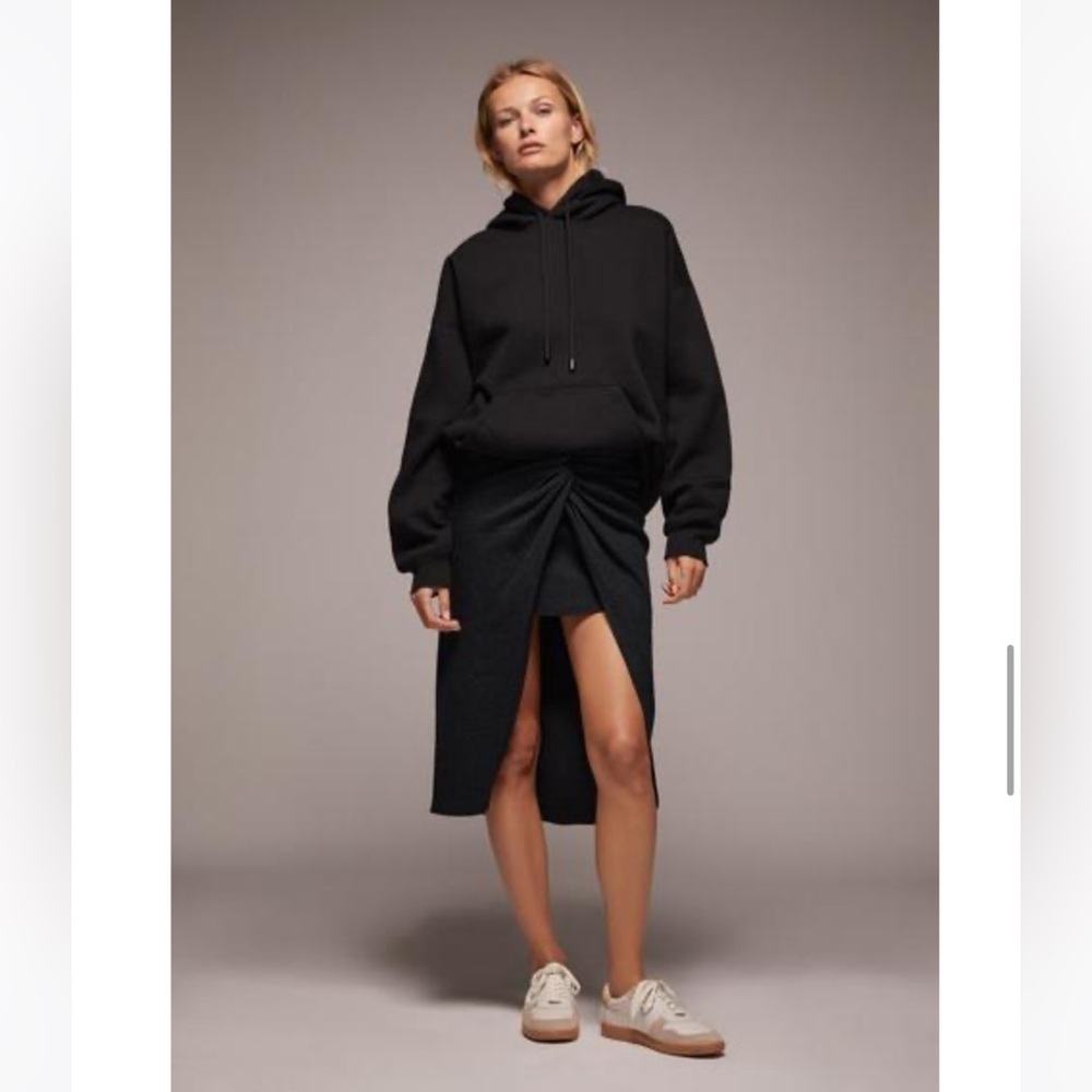 Zara Charcoal Gray Knot Detailed Skirt